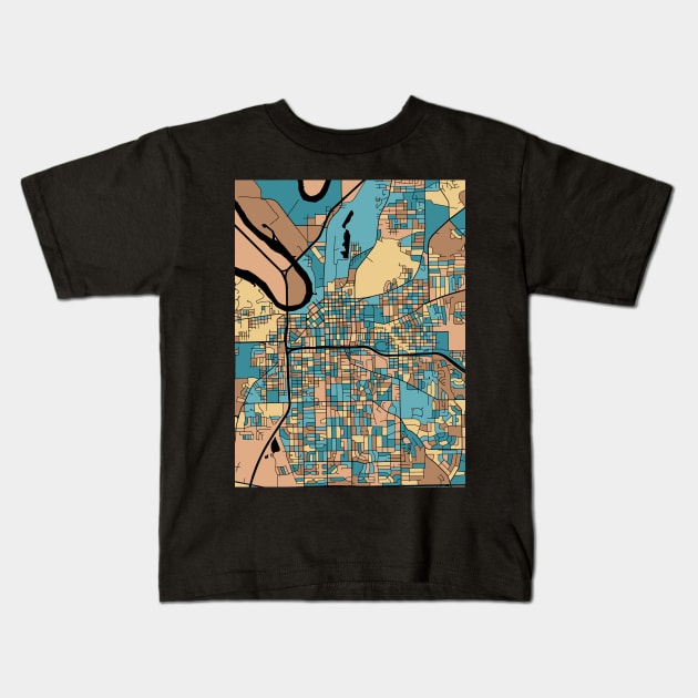 Montgomery Map Pattern in Mid Century Pastel Kids T-Shirt by PatternMaps